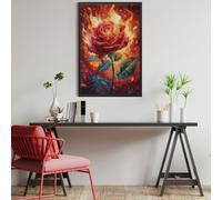 Rosa roja de Llama Puzzles 1000 Piezas Decorativo Hogar Animales y Plantas Obra De Arte Rompecabezas Familiar para Adultos Desafío Intelectual DIY Creativo 1000 PCS