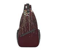 Rosa roja Floral Mountain Boat Lake Sling Bag, Mochila de Hombro Paquete de Pecho Causal Crossbody Daypack para Mujeres Hombres Senderismo Viajes
