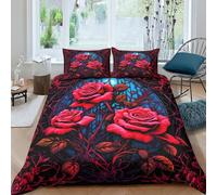 Rosa Roja Funda Nórdica De Double（200x200cm）,Juego De Cama San Valentín 3D,Niños Y Niñas Colcha,con Cremallera, Fundas De Almohada Microfibra Suave Edredon