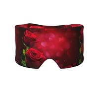 Rosa roja impresa,Máscara para ojos con bloqueo de luz y protección ocular completa para dormir, orejeras y ojos.
