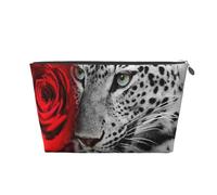 Rosa roja Leopardo, Bolsa de artículos de tocador Bolsa de Maquillaje Bolsa de cosméticos Bolsa de artículos de tocador de Viaje portátil