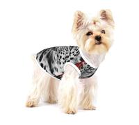 Rosa roja Leopardo,Camiseta de algodón sin Mangas para Mascotas, Chaleco Transpirable, Suave y elástico para Cachorros,L
