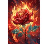 Rosa roja llameante Puzzle 500 Piezas Cartón Blanco Premium para Expertos Animales y Plantas Vacaciones Fines Semana Reducir Estrés Hobby Y Ocio Garantía Satisfacción 500 PCS