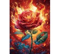 Rosa roja llameante Puzzle 500 Piezas Papel Principiantes Animales y Plantas Agilidad Mental Actividad Hacer En Grupo Colgar Pared Detalle Cumpleaños 500 PCS