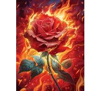 Rosa roja llameante Rompecabezas 1000 Piezas Cartón Grueso para Coleccionistas Animales Salvajes con Flores Noches De Cita Mejora Concentración Ocio En Casa Regalo Reyes Magos 1000 PCS