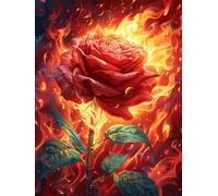Rosa roja llameante Rompecabezas 1000 Piezas Cartón Grueso para Coleccionistas Animales Salvajes con Flores Eventos Team Building Relajación Mental Ocio En Casa Reyes 1000 PCS