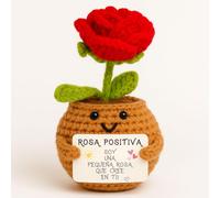 Rosa Roja Positiva | Regalo Original para Mujer & Pareja | Dia de la Madre Cumpleanos Mama Novia Amiga Companera|Sorpresa Romantica Emocional para Ella | Flor Eterna Decorativa | Decoracion Hogar Cute