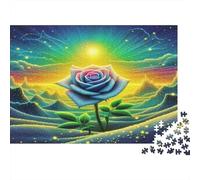 Rosa Rompecabezas de Papel Grueso Rosa Azul con arcoíris en Valle montañoso, Pack para Personas Mayores, Regalo de Amigo Invisible de Entrenamiento Cerebral 70x50cm/1000 Piezas