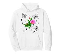 Rosa Rosa con Mariposas Y Gotas De Rocío Formas Mania Sudadera con Capucha