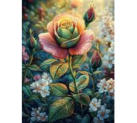 Rosa Rosa en un jardín florecido Rompecabezas 1000 Piezas Cartón para Adultos Paisajes y Ciencia ficción Estimulación Cognitiva Mejora Coordinación Ojo-Mano Actividad Compartir Familia 1000 PCS