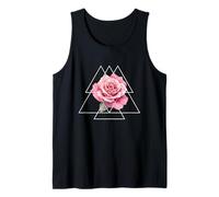 Rosa Rosa Flor Floral Geometría Sagrada Triángulo Meditación Camiseta sin Mangas