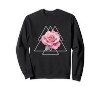 Rosa Rosa Flor Floral Geometría Sagrada Triángulo Meditación Sudadera