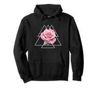 Rosa Rosa Flor Floral Geometría Sagrada Triángulo Meditación Sudadera con Capucha