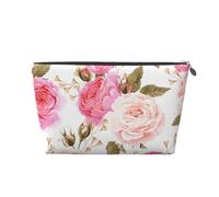 Rosa Rosa y Blanca, Bolsa de artículos de tocador Bolsa de Maquillaje Bolsa de cosméticos Bolsa de artículos de tocador de Viaje portátil