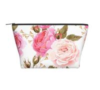Rosa Rosa y Blanca, Bolsa de artículos de tocador Bolsa de Maquillaje Bolsa de cosméticos Bolsa de artículos de tocador de Viaje portátil