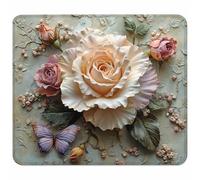 Rosa Tappetino Mouse Piccolo 220x180x3mm, Tappetino Scrivania con Bordo Cucito, Mousepad Impermeabile e Antiscivolo, Pratica e Facile da Pulire, Accessori Gaming e Accessori PC Regalo, Flower A-2359