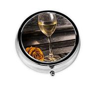 Rosa vintage y vino en el estampado de piano, pastillero, pastillero cuadrado para bolsillo o monedero, pastillero pequeño, organizador de pastillas de viaje