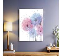 Rosa Y Azul Lienzo decorativo Gráficos geométricos de dientes de león 70x50 cm cuadro pared arte clásico rural decoración salón comedor pasillo oficina para colgar