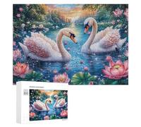 Rosa y Azul pájaros míticos en el Atardecer Puzzle 300 Piezas para Mayores Juego Mental Equilibrio Cognitivo Regalo para Ocio 300 PCS