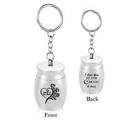 Rosa y Luna Recuerdo Cenizas Urna Llavero Para Cenizas Titular Mascota Mini Urnas de cremación para cenizas Llavero Charm Doble cara tallada, plata de 30x40 mm, 1 PC