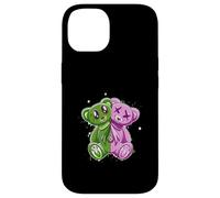Rosa y verde Stay On My Good Side Gráfico verde y rosa Carcasa para iPhone 14