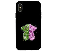 Rosa y verde Stay On My Good Side Gráfico verde y rosa Carcasa para iPhone X/XS
