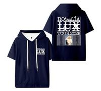 Rosalia Lux Tour 2026 - Camiseta con capucha para mujer y hombre, camiseta de manga corta, informal, ropa de calle, azul marino, L