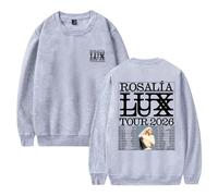 Rosalia LUX Tour 2026 Merch - Sudadera unisex informal de manga larga con cuello redondo, gris, 4XL