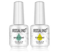 ROSALIND 2PCS capa superior y capa base gel esmalte de uñas Soak Off UV LED Base Coat y Top Coat 15 ml Base y Top Coat Semipermanente
