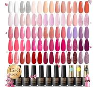 ROSALIND 38 Pcs Esmalte Semipermanente,35 Colores Mini Pintauñas Semipermanentes Remojo con Base, Top Coat Brillante y Mate, Esmalte de Uñas Semipermanentes de Blanco Plata Rosa Nude