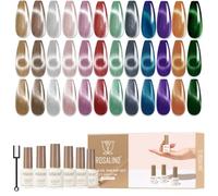 ROSALIND Esmalte de uñas UV Cat Eye 12PCS Rojo Azul Gel de Ojos de Gato | Esmalte de uñas de gel de ojo de gato verde con imán, UV LED Gel Polish Cateye para manicura, set de regalo
