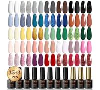 ROSALIND Esmalte Semipermanente, 38 Pcs Pintauñas Remojo con Base, Top Coat Brillante y Mate, 35 Colores de Set Esmalte de Uñas con Blanco Gris Plateado Marrón