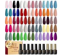 ROSALIND Esmalte Semipermanente, 38Pcs Mini Pintauñas Semipermanentes Remojo con Base, Top Coat Brillante y Mate, 35Colores de Set Esmalte de Uñas Semipermanentes con Rosa Negro Blanco