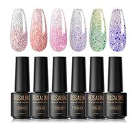 ROSALIND Esmalte Semipermanente De Uñas Temperatura Cambio De Color Camaleón,6 Colores Glitter Rojo Rosa Púrpura Mini Soak Off UV LED Uñas De Gel