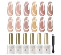 ROSALIND Esmalte Semipermanente Ojo de Gato 6 Colores Marrón Cat Eye Gel | Esmaltes Semipermanentes Magnético con Imán, Nude Marrón Brillo Cateye Gel,UV/LED Pintauñas Semipermanentes Nail Art Manicure