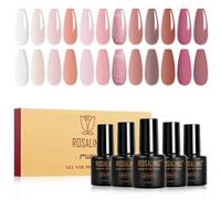 ROSALIND Esmaltes Semipermanentes,12 Color Jelly Transparente Nude Rosa Marrón Esmaltes Semipermanentes Para Uñas,Soak Off UV/LED Pintauñas Semipermanente Para Manicure