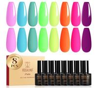 ROSALIND Esmaltes Semipermanentes, 8 Colores Rosa Azul Verde Amarillo Naranja Morado Colores Pintauñas Semipermanentes, UV LED Mini Esmaltes en Gel Manicure Regalo Primavera Verano