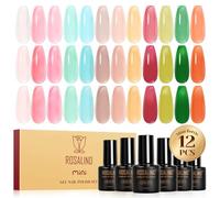 ROSALIND Esmaltes Semipermanentes Jelly, 12 Colores Rosa Verde Azul Marrón Rojo Jelly Transparente Esmaltes Semipermanentes Para Uñas, Soak Off Mini UV/LED Pintauñas Semipermanente Para Manicure