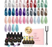 ROSALIND Esmaltes Semipermanentes Magnético,20 Piezas Jelly Cristal Azul Morado Rosa Verde Plata Pintauñas Semipermanentes Cat Eye,Remoje el Esmalte de Uñas en Gel UV/LED Fácil de Aplicar 10ML