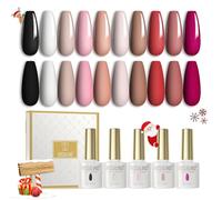 ROSALIND Esmaltes Semipermanentes para Uñas 10 Colores Kit Pintauñas Semipermanentes Uñas de Gel UV LED Gel Nail Polish Blanco Negro Rojo Rosa Marrón Esmalte Uñas Valentín