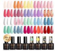 ROSALIND Esmaltes Semipermanentes Para Uñas, 24 Piezas Naranja Amarillo Rosa Púrpura Verde Azul Pastel Esmaltes Semipermanente UV LED Pintauñas Semipermanentes Primavera Verano Nail Art Manicure