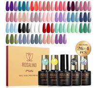ROSALIND Esmaltes Semipermanentes Para Uñas, 26+4 Piezas Colores Pintauñas Semipermanentes Violeta Azul Rosa Verde con Base Top Coat, Mate y Purpurina Top Coat, UV LED Nail Art Manicure Regalo
