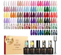ROSALIND Esmaltes Semipermanentes Para Uñas, 48 Piezas Rosa Verde Rojo Morado Azul Pintauñas Gel con Magnético Cat Eye Gel Oro Rosa Marrón Morado, UV LED Mini Esmalte de Uñas Regalo