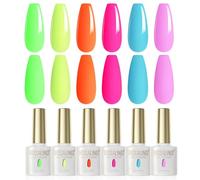 ROSALIND Esmaltes Semipermanentes Para Uñas, 6 Colores Pintauñas Semipermanentes Verde Amarillo Naranja Rosa Azul, Soak Off UV LED Pintauñas Gel Regalo Para Principiantes