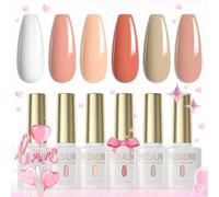 ROSALIND Esmaltes Semipermanentes para Uñas Blanco Nude Marrón 6 Colores Kit Pintauñas Semipermanentes Uñas de Gel UV LED Esmaltes en Gel Gel Nail Polish Esmalte Uñas 6ml