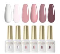 ROSALIND Esmaltes Semipermanentes para Uñas Blanco Rosa Claro Rosa Color Avena 6 Colores Kit Pintauñas Semipermanentes de Gel UV LED Esmalte en Gel Nail Polish Set 6ml