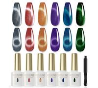 ROSALIND Esmaltes Semipermanentes para Uñas Magnetico, 6 Colores Cristal Cat Eye Rojo Violeta Azul Verde Gris Pintauñas Semipermanentes UV/LED Ojo de Gato Esmalte para Principiantes y Profesionales