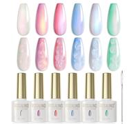 ROSALIND Esmaltes Semipermanentes para Uñas Perlado, 6 Colores Perlado Espiral Efecto Blanco Violeta Rosa Azul Verde Pintauñas Gel Nacarado, Soak off Esmalte uñas Sirena para Manicura