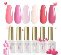 ROSALIND Esmaltes Semipermanentes para Uñas Rosa Claro Rosa Rosa Neón Rosa Bebé 6 Colores Kit Pintauñas Semipermanentes Uñas de Gel UV LED Esmaltes en Gel Nail Polish Esmalte Uñas Valentín