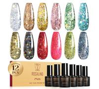 ROSALIND Esmaltes Semipermanentes Purpurina 12 Colores Plata Marrón Dorado